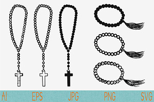 rosary beads and cross svg png
