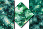 Emerald Watercolor Galaxy Pattern, an Illustration by DreamPrint404 (Thumbnail 4 of 5)