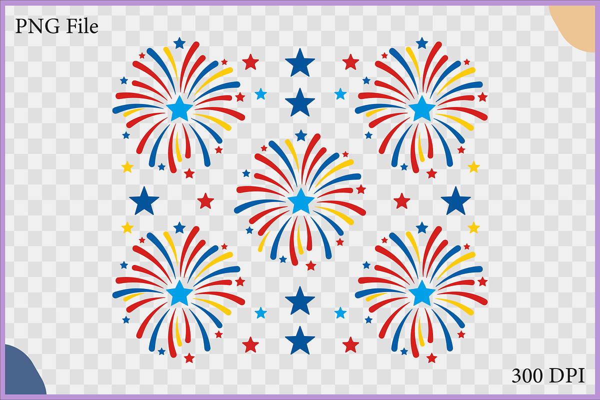 Patriotic Fireworks Pattern Vector, a Pattern Graphic by Gfx Expert Team (Photo 2 of 3)