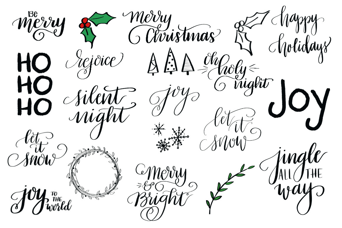 Hand Lettered Holiday Clip Art, a Graphic by Amy Latta Creations