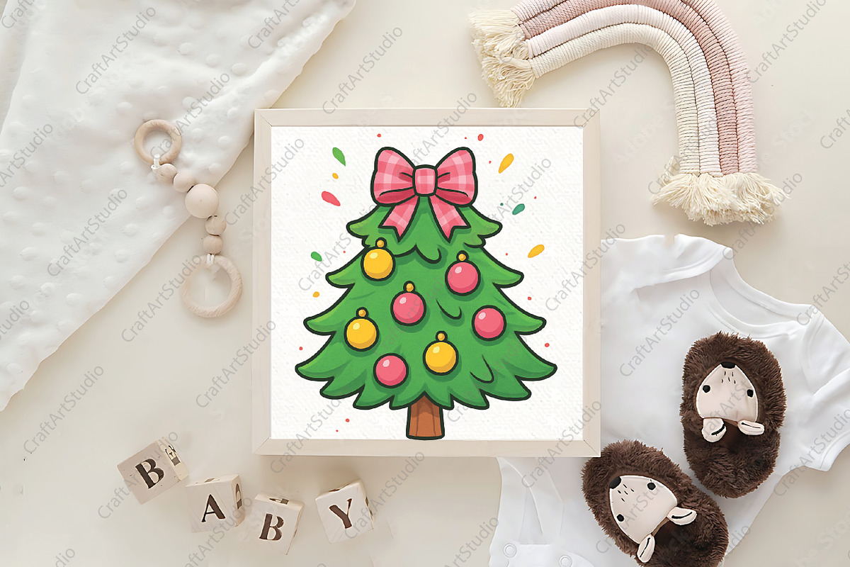 Christmas Tree Merry and Bright PNG, an Illustration by CraftArtStudio (Photo 4 of 4)