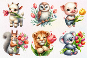Cute Animals Tulip Flower Clipart, an Illustration by Dream Creation (Thumbnail 7 of 7)