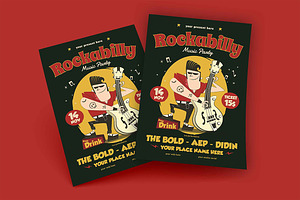 Rockabilly Music Party Flyer, a Flyer Template by megarez