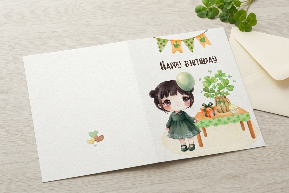 Watercolor Birthday Card & Clipart, a Card Template by Pink_bloom (Photo 2 of 5)