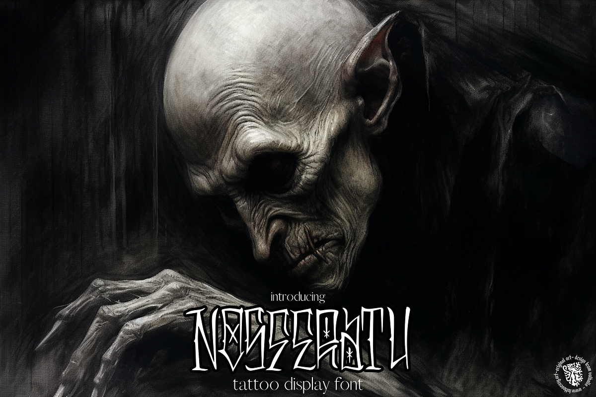 Nosferatu, Display tattoo letters, a Blackletter Font by Studio.Valhalla (Photo 1 of 2)