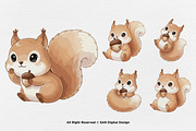 15 Bundle Watercolor Kids Squirrel, an Animal Illustration by Morspective (Thumbnail 5 of 8)