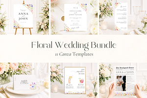 Floral Wedding Bundle for Canva, an Invitation Template by Matisse Studio