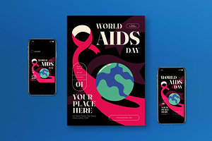 Red Flat World AIDS Day Flyer Set, a Flyer Template by graphicook