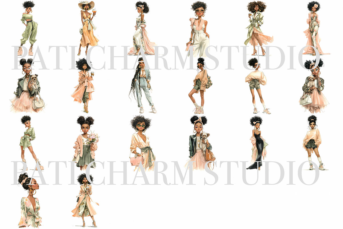 20 Black Girl Fashion Clipart, a Person Illustration by Pati Charm Studio (Photo 2 of 8)