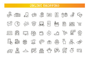 E-commerce, shopping icons, an Outline Icon by Tettygreen