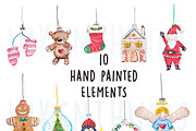 Watercolor Christmas Ornaments, an Animal Illustration by Inksnthings (Thumbnail 2 of 4)