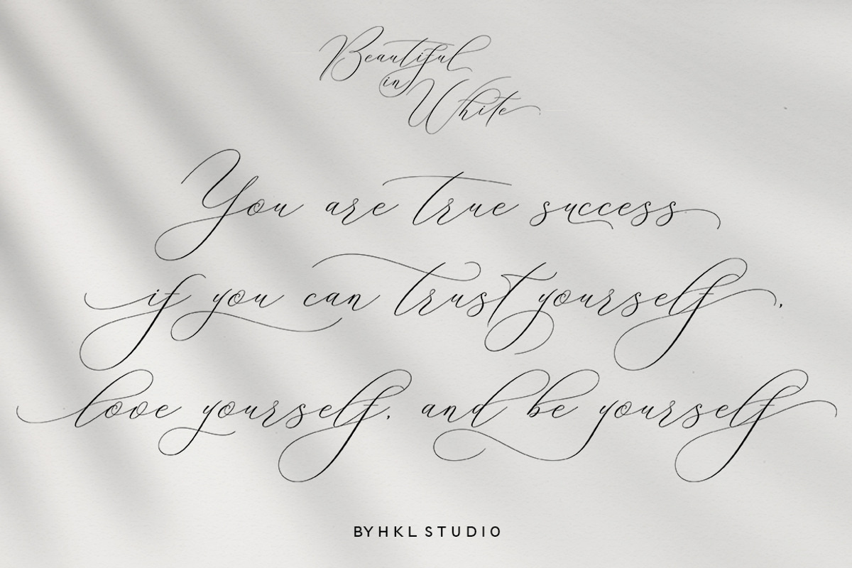 Beautiful in White, a Script Font by HKL Studio (Photo 8 of 12)