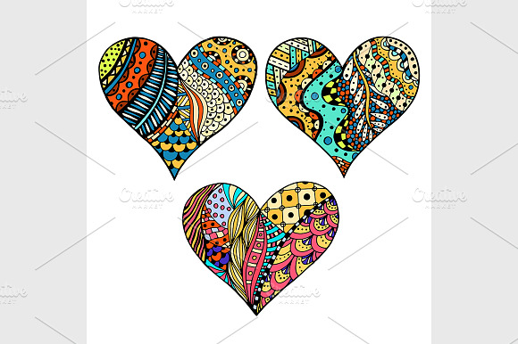 Set Colored Hearts