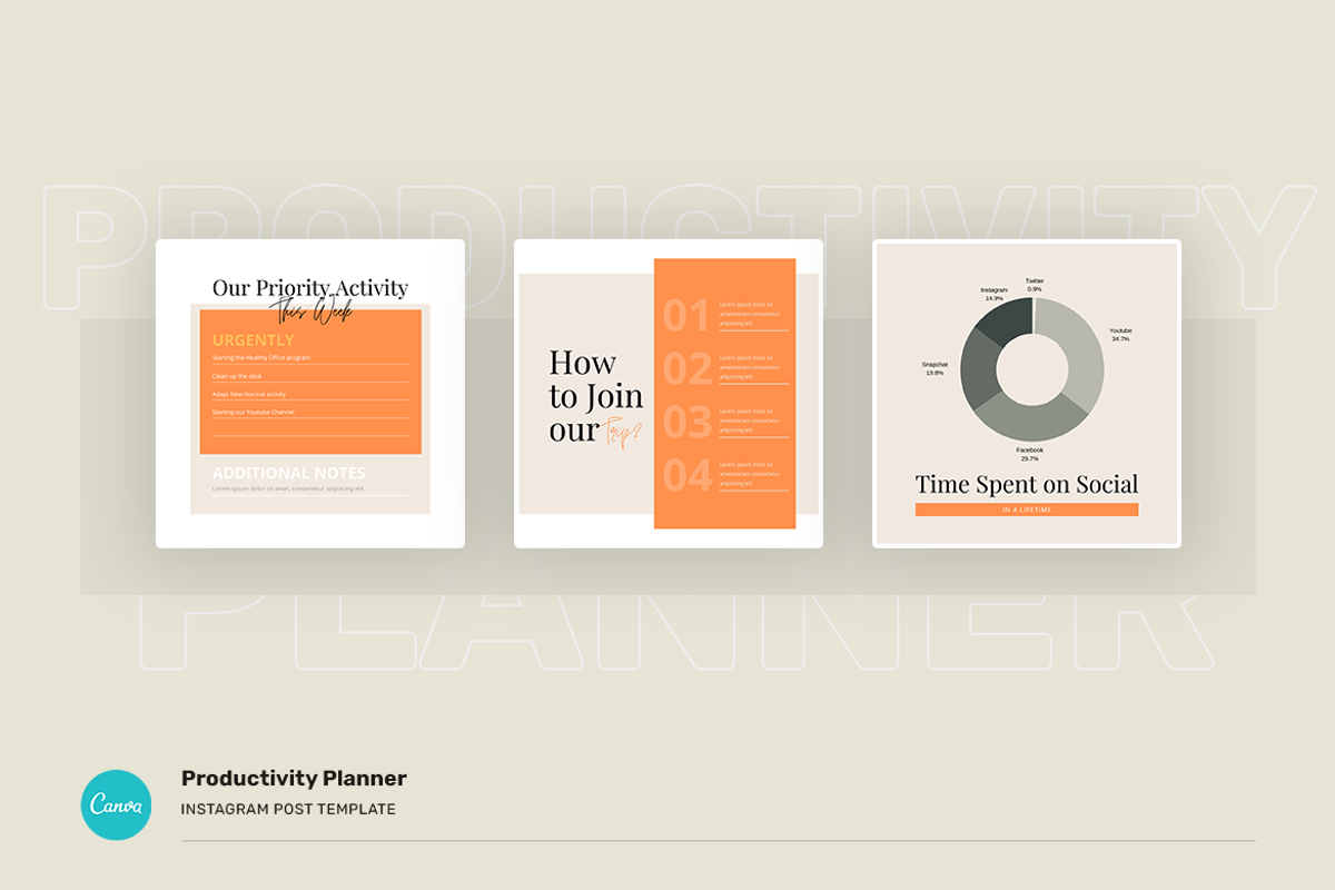 Productivity Planner Instagram Canva, a Social Media Template by peterdraw (Photo 6 of 14)
