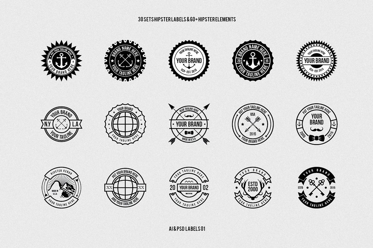Hipster Pack 01, a Branding & Logo Template by Juru Rancang Graphic (Photo 2 of 4)