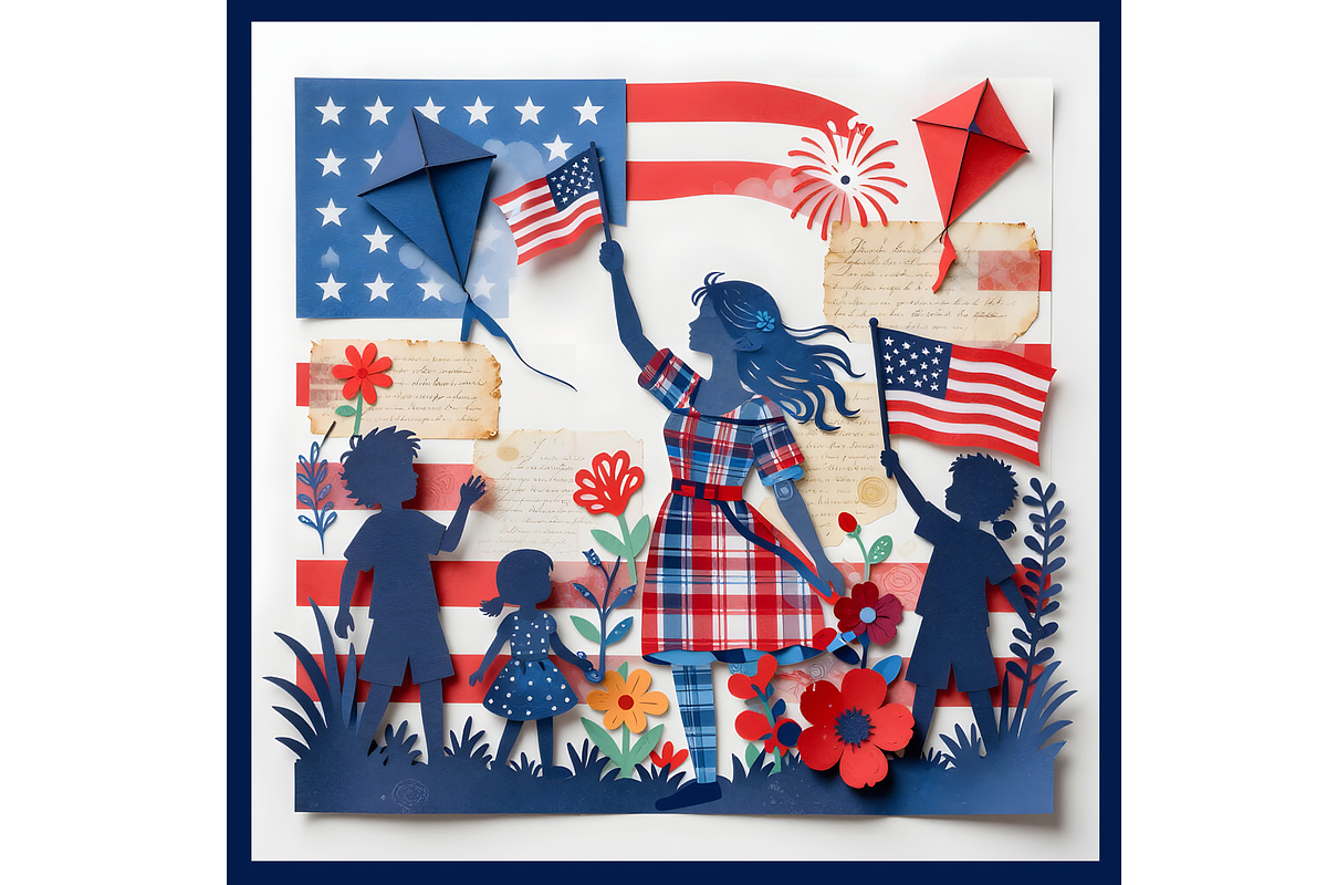 4th of July Paper Cutting, a Person Illustration by Sharon Schwalbe (Photo 2 of 6)