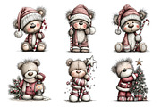 Christmas Whimsical Teddy Clipart, a Seasonal Illustration by Creative Art (Thumbnail 4 of 7)