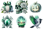 Green & White Halloween Clipart, an Illustration by Pixels.Craft (Thumbnail 6 of 8)