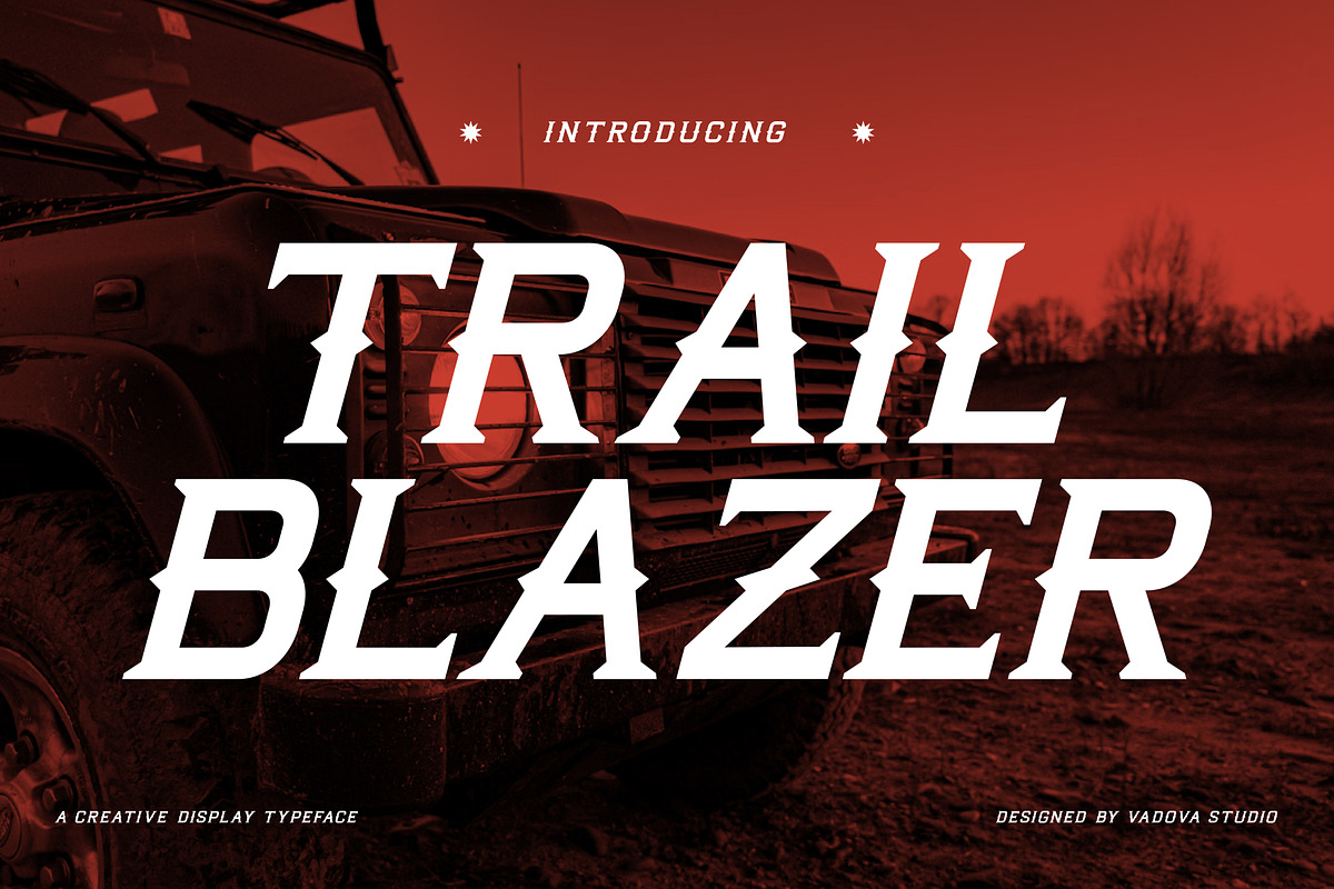 Trail Blazer – Creative Display Font, a Slab Serif Font by Vadovastd (Photo 1 of 7)