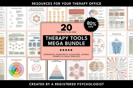 Therapy Tools Canva Template Bundle, a Templates & Theme by Miri Campbell