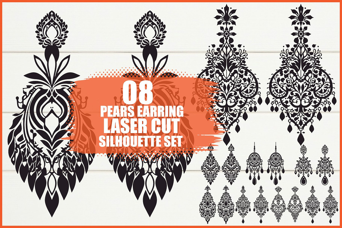 Laser Cut Earrings Silhouette, an Illustration by jahid234