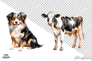 Farm Animal Watercolor Clipart Png