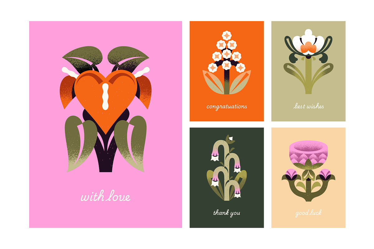 Abstract flowers set + backgrounds, a Decorative Illustration by PaperTrident (Photo 10 of 16)
