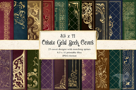 Ornate Gold Book Covers, a Texture Graphic by Digital Curio