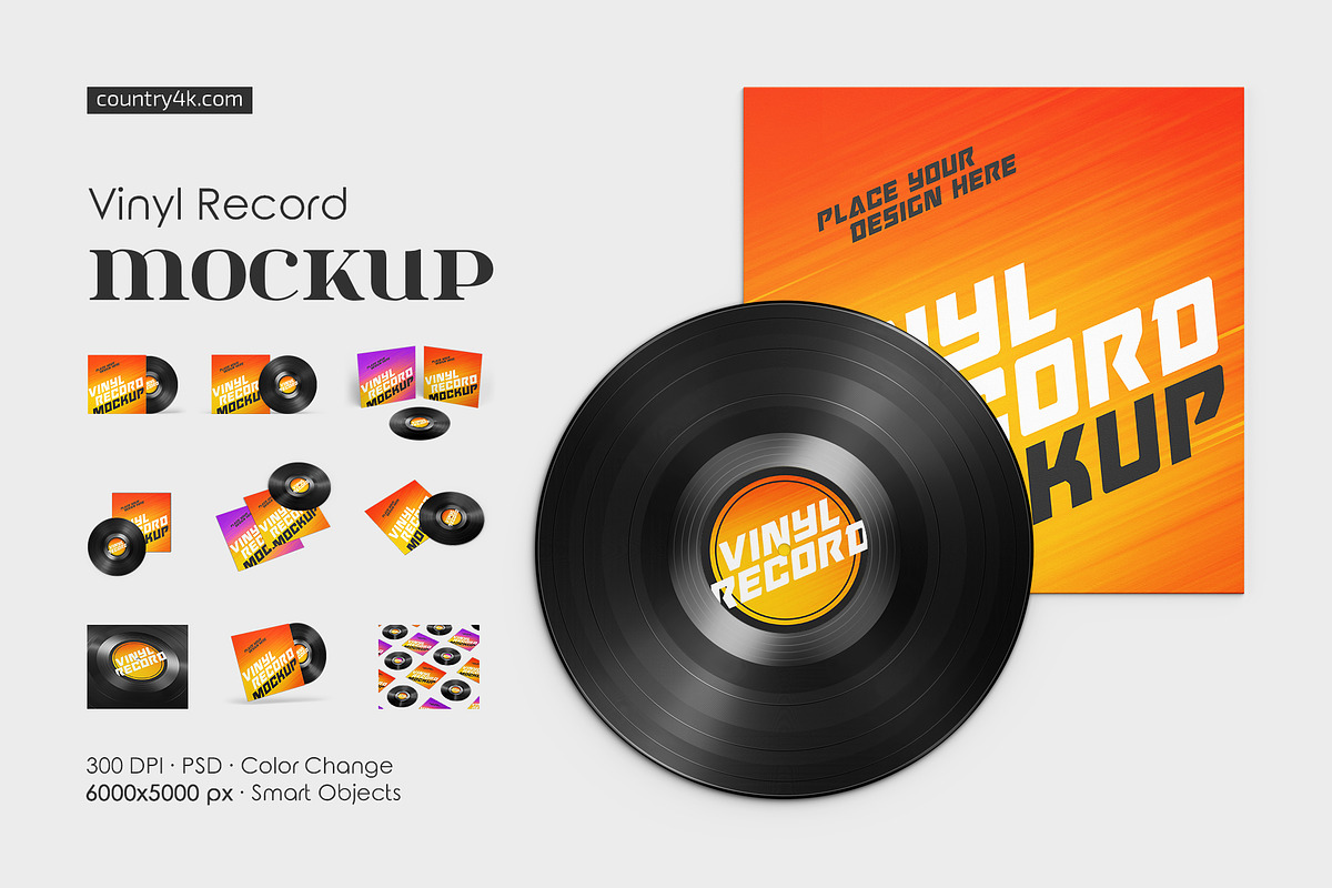 Vinyl Record Mockup Set, a Product Mockup by Country4k (Photo 1 of 4)