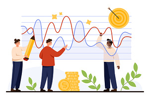 Team Analyzing Financial Growth Data, a Finance Illustration by Flashvector
