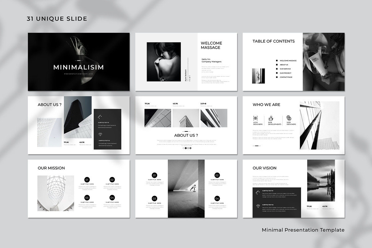Clean Minimal Presentation Template preview 6