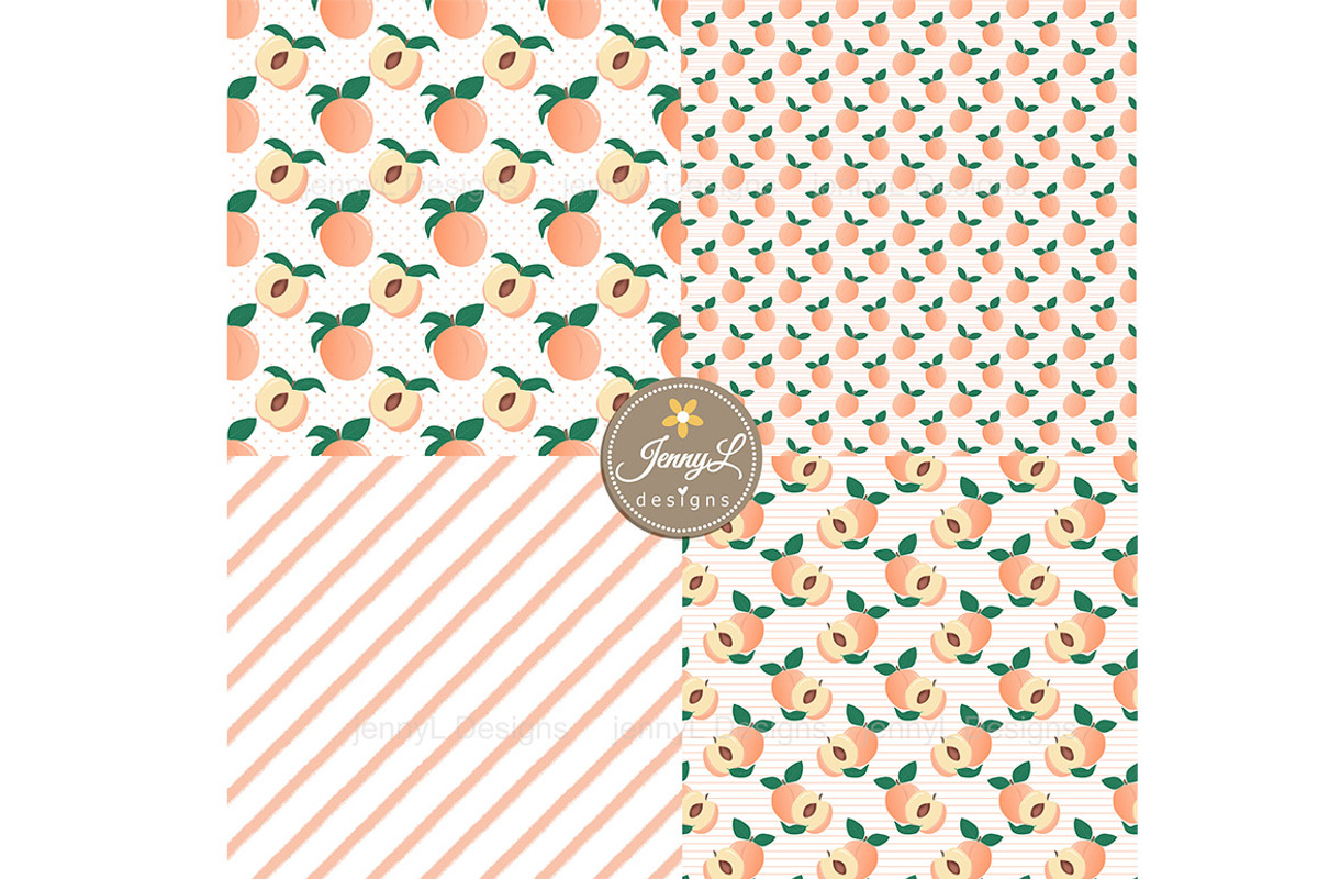 Peaches Digital Papers & Clipart, a Pattern Graphic by JennyL Designs (Photo 3 of 7)