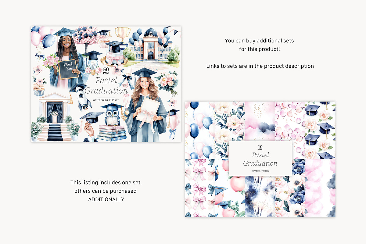 Graduation Paper | Pastel Graduation, a Pattern Graphic by GlamArtZhanna (Photo 2 of 4)
