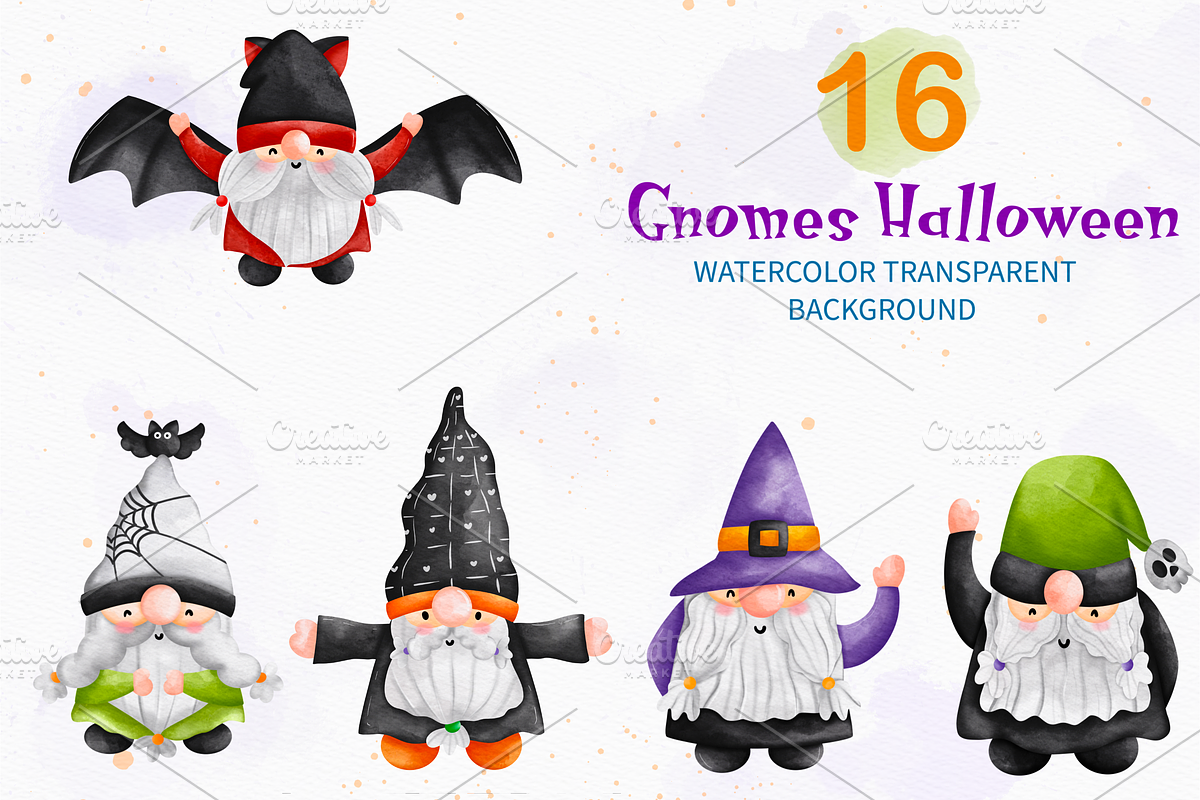Gnome Halloween. Halloween Cliart, an Illustration by Apixsala (Photo 5 of 15)