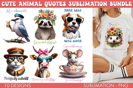 Cute Animal Quotes PNG Bundle