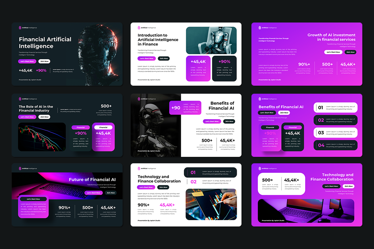Financial AI Google Slides Template, a Presentation Template by Iqsiart Studio (Photo 2 of 3)