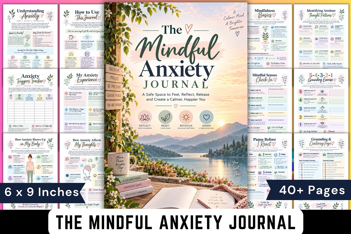 The Mindful Anxiety Journal, a Stationery Template by Designmela01 (Photo 1 of 6)