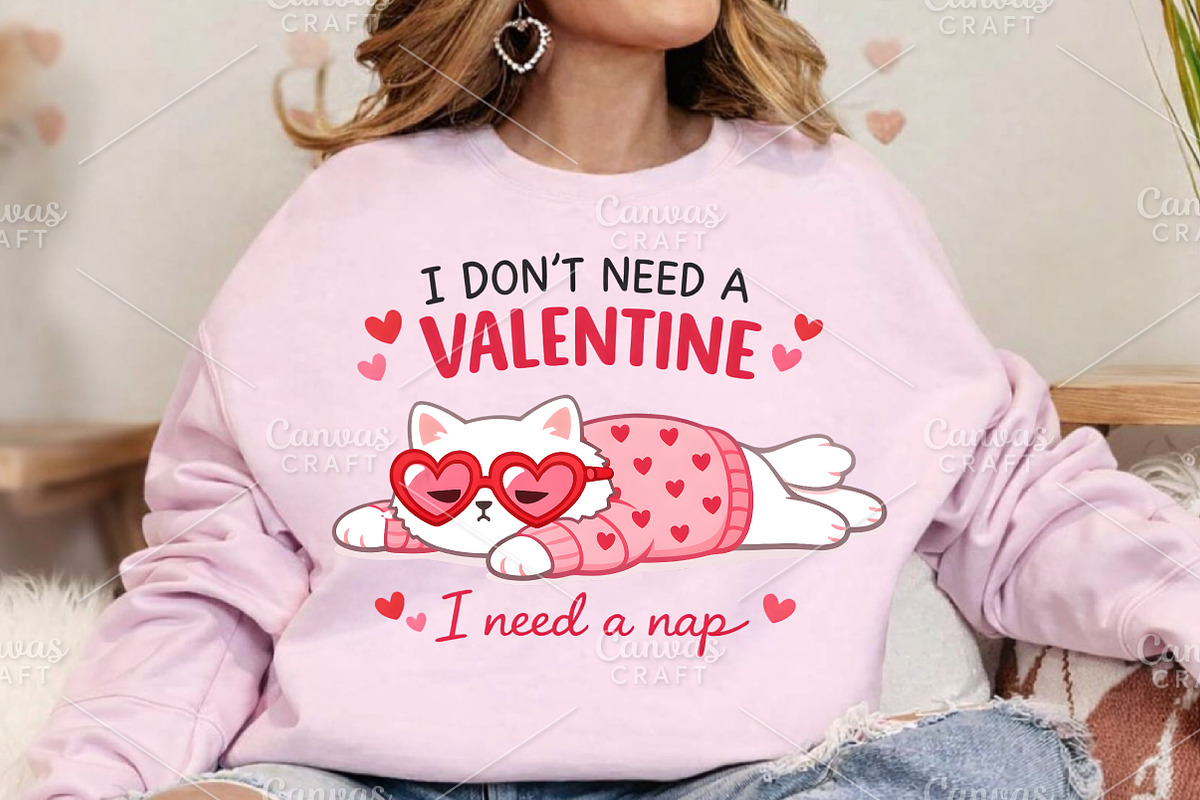Anti Funny Valentine's Day Lazy Cat, an Illustration by Canvas Craft (Photo 3 of 6)
