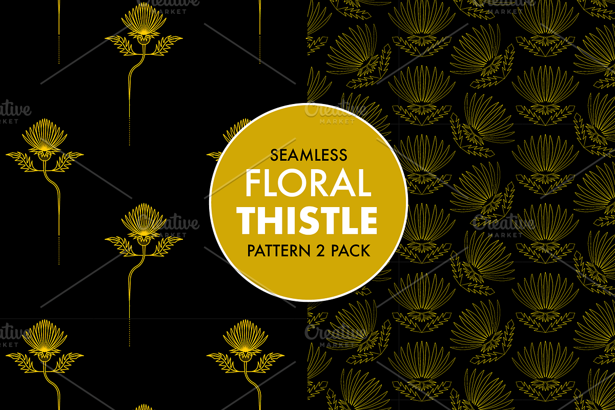 Thistle art deco flower pattern, a Pattern Graphic by Queen of Infographics (Photo 1 of 4)