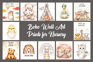 35 Boho Wall Art Prints for Nursery, an Animal Illustration by Hanan ElGendy Designs
