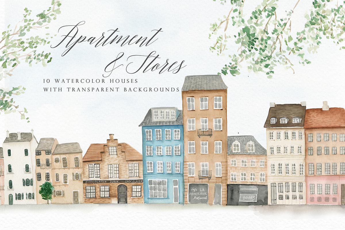 Landscape-Watercolor House Clipart, an Illustration by Graphic Box (Photo 3 of 10)