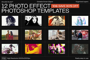 12 Photo Effect Templates, a Layer Style Add-On by iDoodle Studio