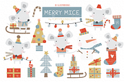 Merry Mice Clipart, an Animal Illustration by Poppymoondesign (Thumbnail 1 of 3)