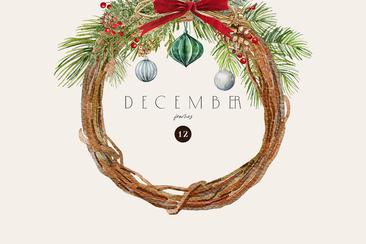 DECEMBER Watercolor Winter Set, an Object Graphic by Kaleriia (Photo 5 of 13)