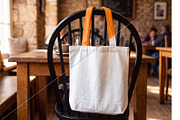 Canvas Tote Bag Mockup on Chair, a Merchandise Mockup by graphypix (Thumbnail 3 of 4)