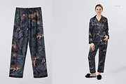 Silk Long-sleeve Pyjama Mockup Set, a Shirt Mockup by creatsy5 (Thumbnail 7 of 12)