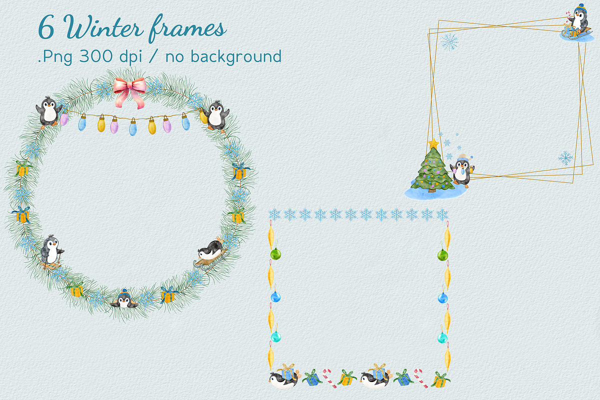 Penguin Winterland watercolor set, a Seasonal Illustration by Aurella Art (Photo 8 of 17)