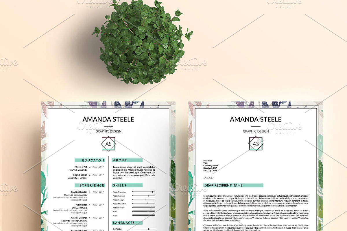 Floral CV / Resume tamplate / N, a Resume Template by Showy68 Template (Photo 4 of 5)