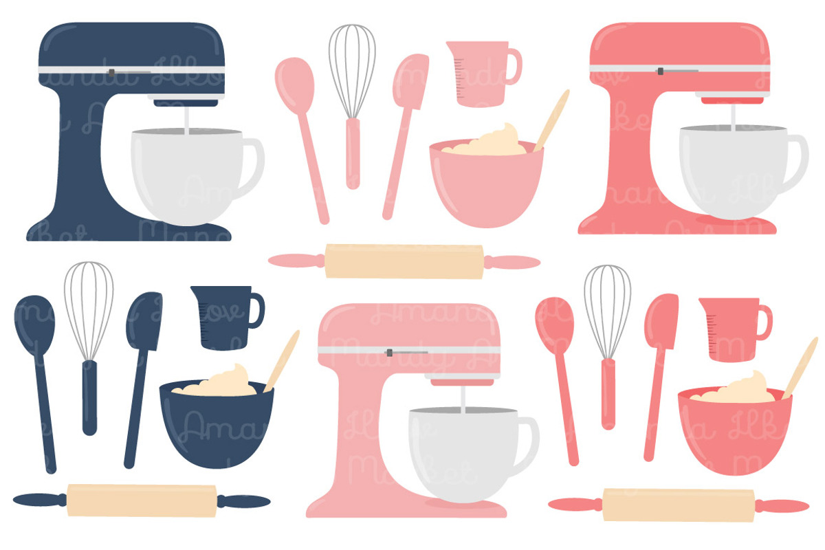 Navy & Pink Baking Clipart, an Illustration by Amanda Ilkov (Photo 3 of 4)