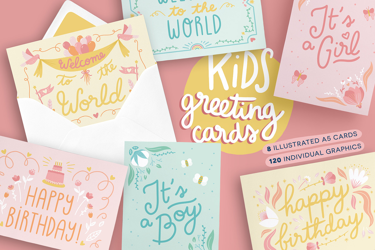 Kids Greeting Cards - Vector, a Card Template by Carole Chevalier (Photo 1 of 6)